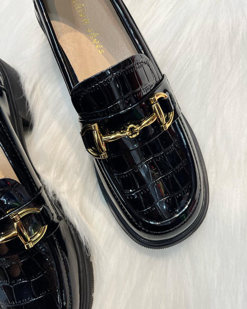Round Toe Chunky Block Heeled Loafers